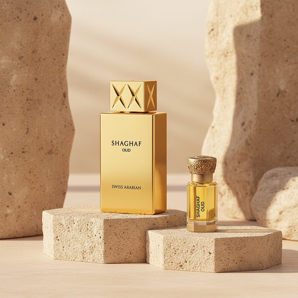 Swiss Arabian Shaghaf Oud Gold Perfume and Concentrated Oil Set
