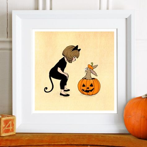 Belle and Boo Halloween Friends Signed Giclee Art Print
