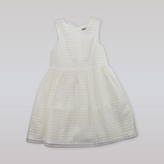 Hucklebones Girls White Organza Stripe Bodice Special Occasion Dress