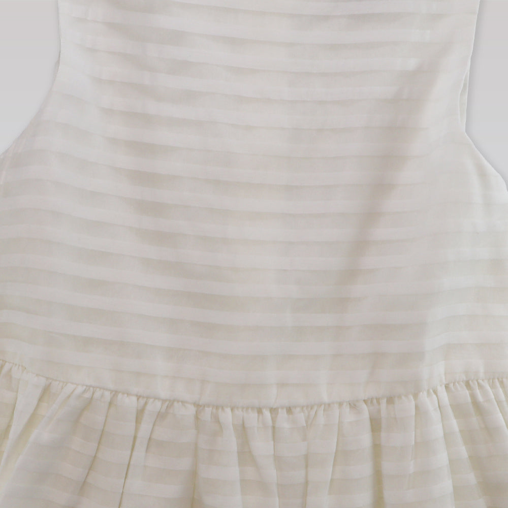 Hucklebones Girls White Organza Stripe Bodice Special Occasion Dress