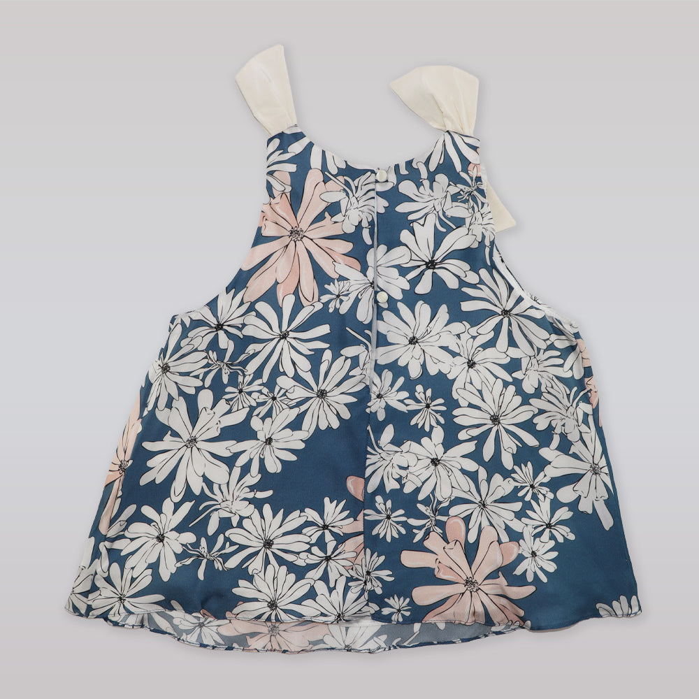 Hucklebones London Girls Luxury Star Magnolia Print Silk Trapeze Top