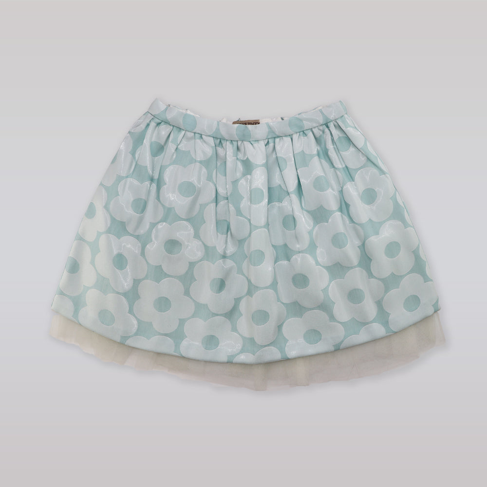Elegant Hucklebones Buttercup Jacquard Pistachio Green Girls Skirt