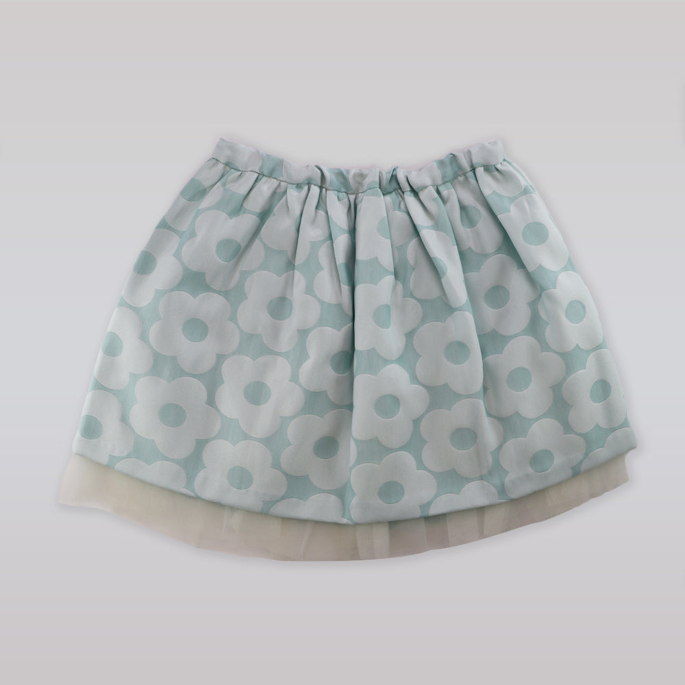 Elegant Hucklebones Buttercup Jacquard Pistachio Green Girls Skirt