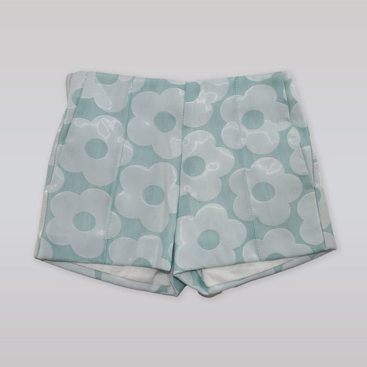Hucklebones Girls Pistachio Green Butter Cup Jacquard Fashion Shorts