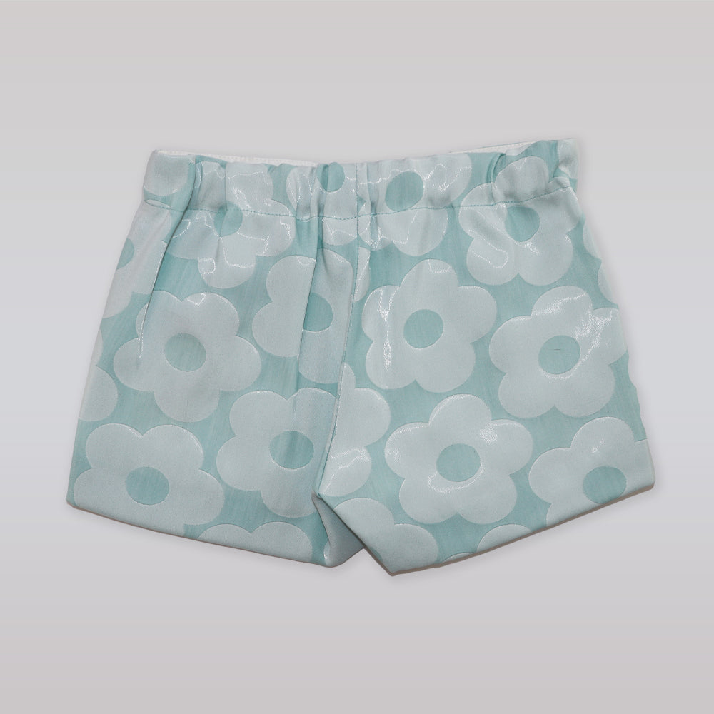 Hucklebones Girls Pistachio Green Butter Cup Jacquard Fashion Shorts