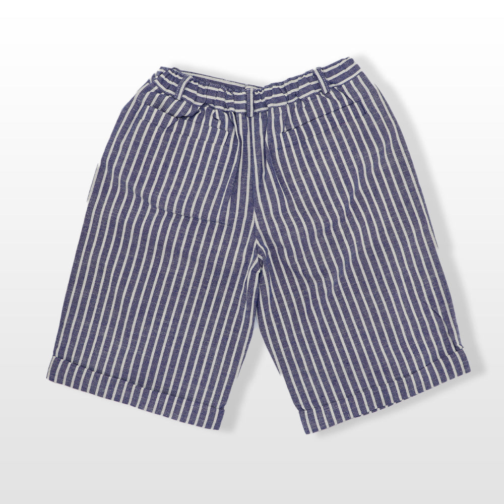 Rachel Riley Boys Striped Tailored Shorts Blue and Ivory