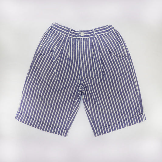 Rachel Riley Boys Striped Tailored Cotton Shorts Blue Ivory