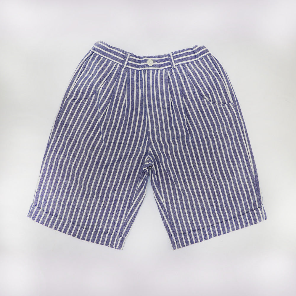 Rachel Riley Boys Striped Tailored Shorts Blue and Ivory