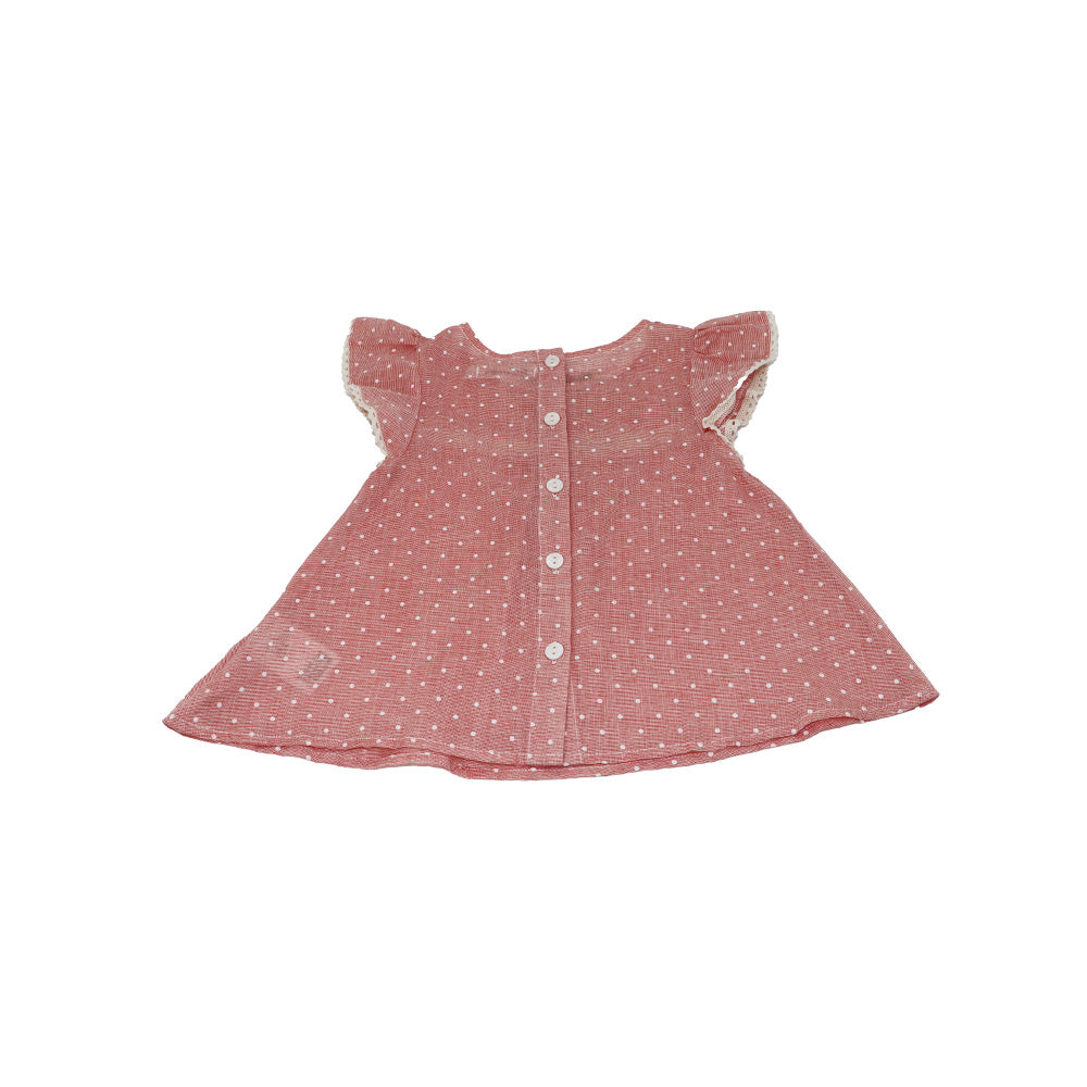 Troi Zenfants Manon Pink Spotted Cotton Dress for Girls