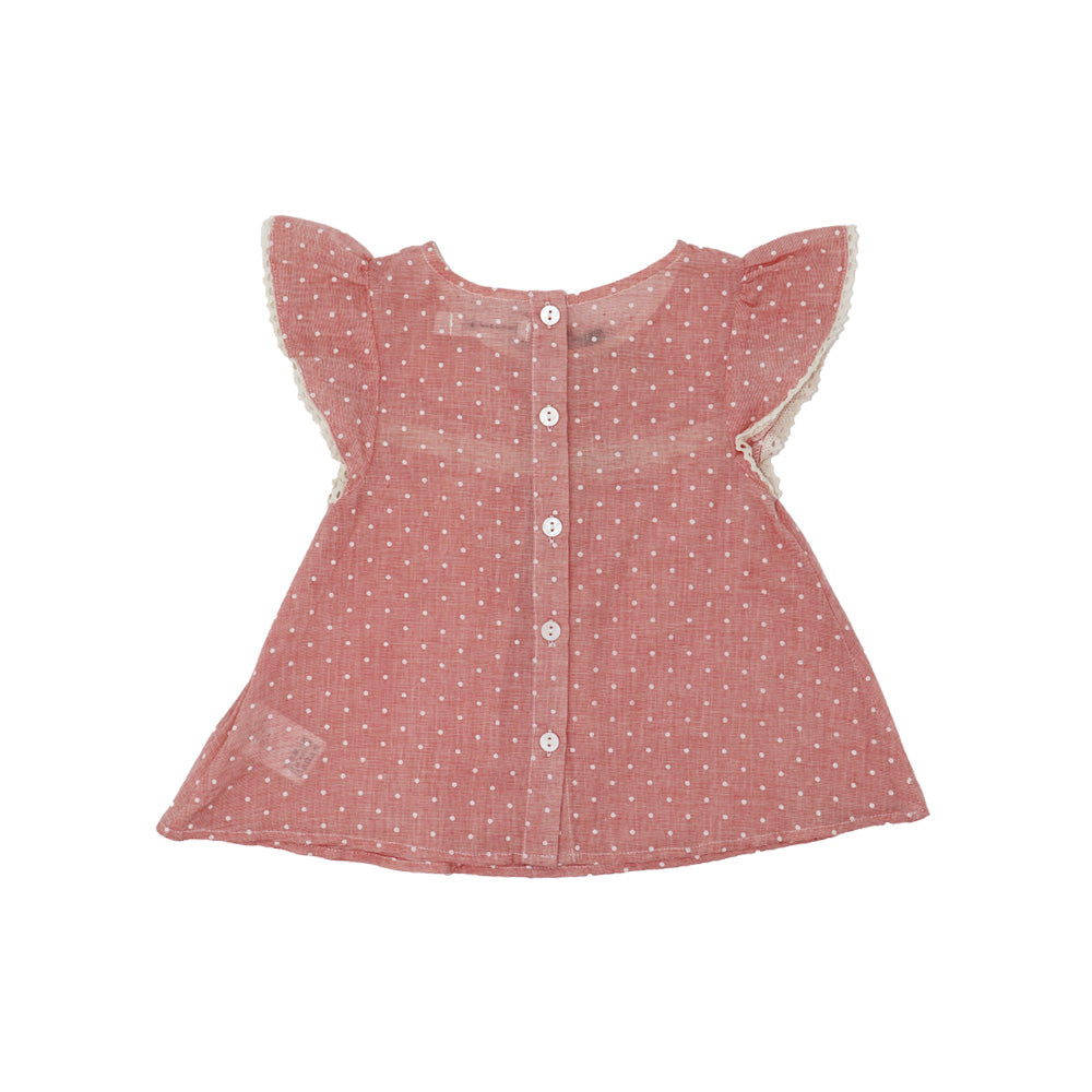 Troi Zenfants Manon Pink Spotted Cotton Dress for Girls