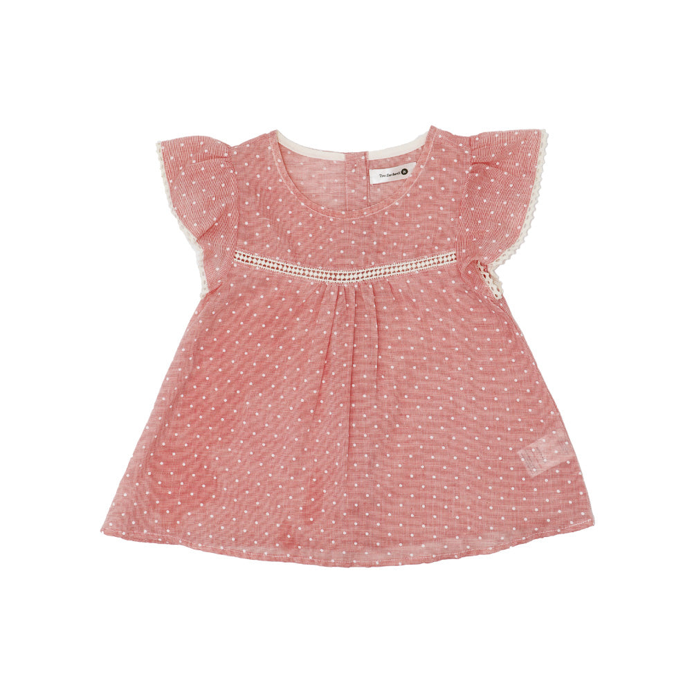Troi Zenfants Manon Pink Spotted Cotton Dress for Girls