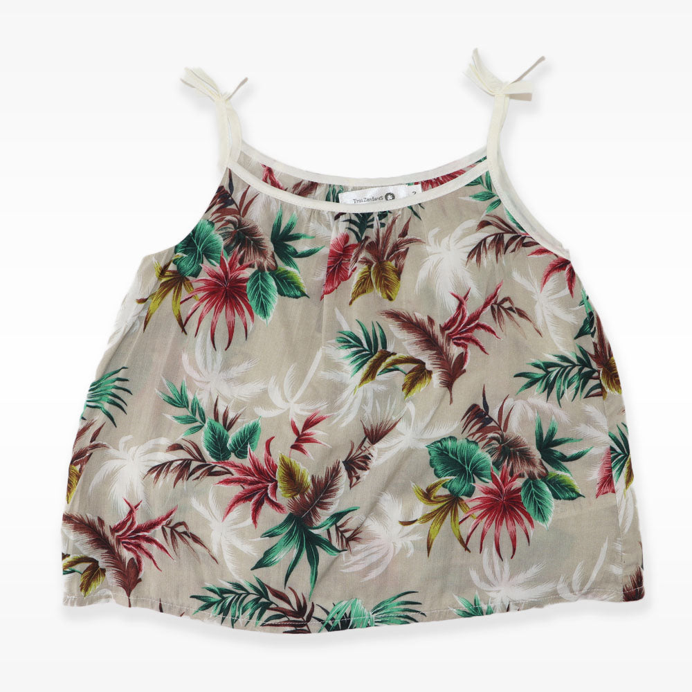 Troi Zenfants Lucie Girls Palm Leaf Print Cotton Summer Dress