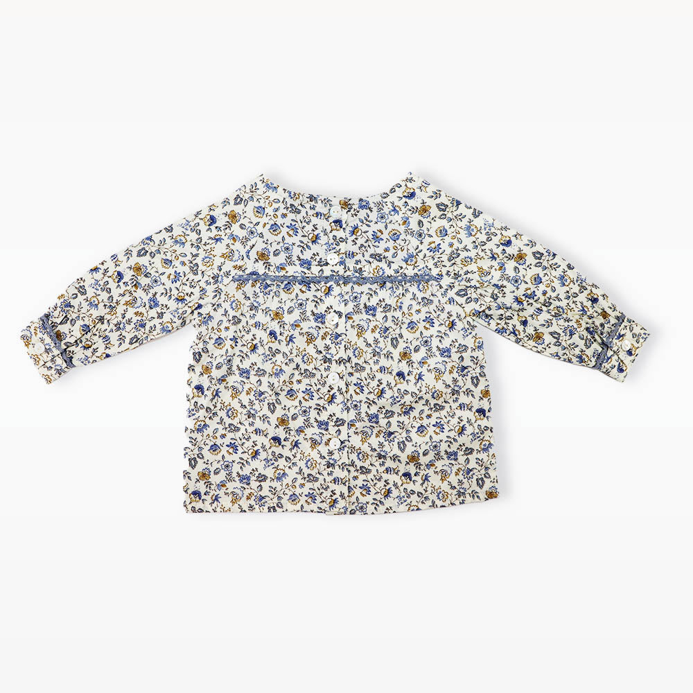 Troi Zenfants Louison Cotton Blue Flower Print Toddler Dress