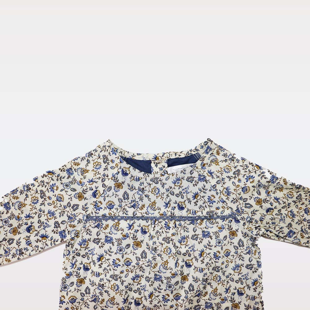 Troi Zenfants Louison Cotton Blue Flower Print Toddler Dress