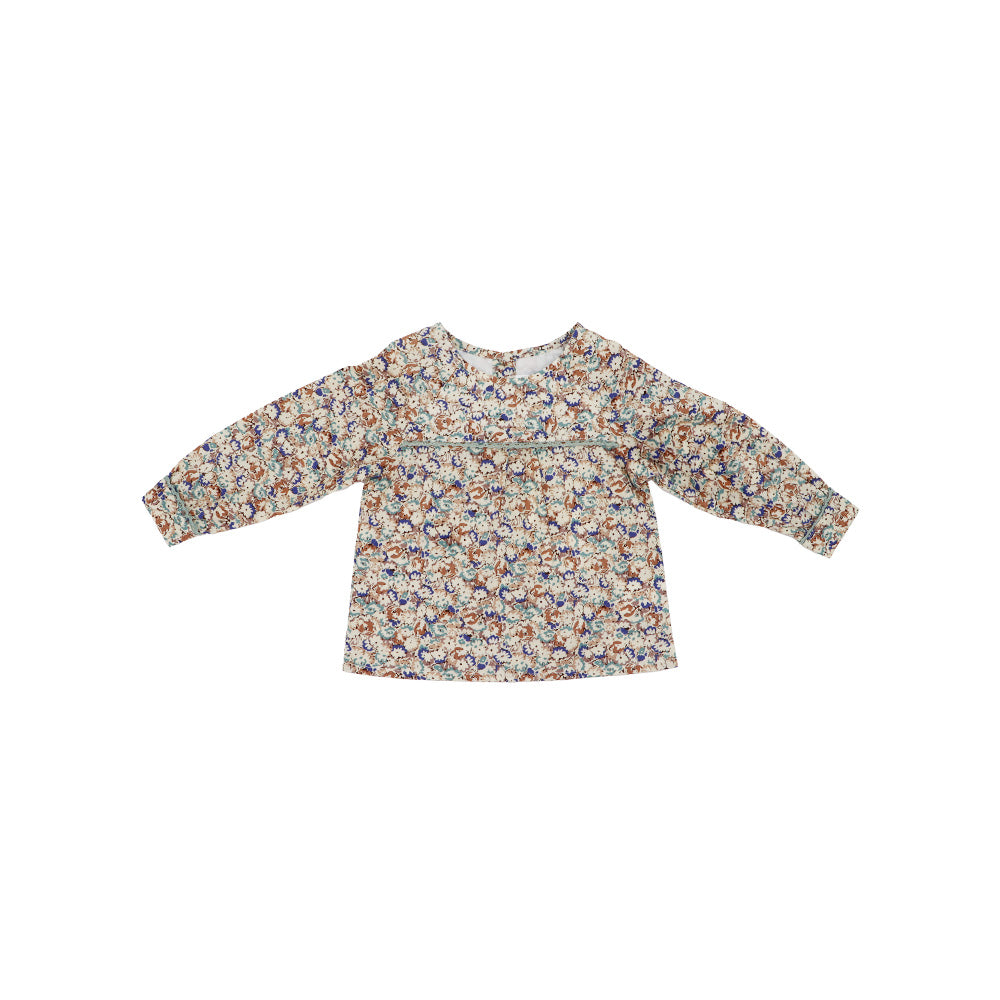 Troi Zenfants Louison Blue Flower Print Cotton Baby Dress