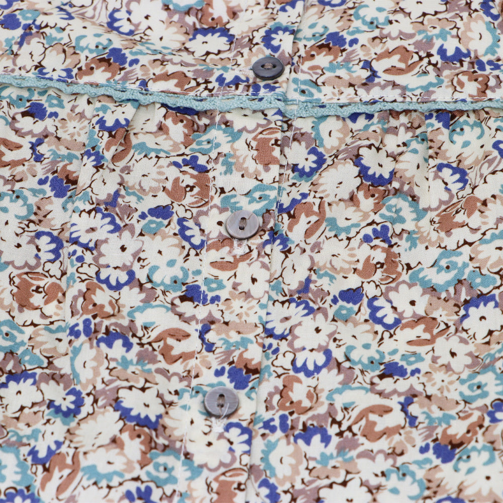 Troi Zenfants Louison Blue Flower Print Cotton Baby Dress