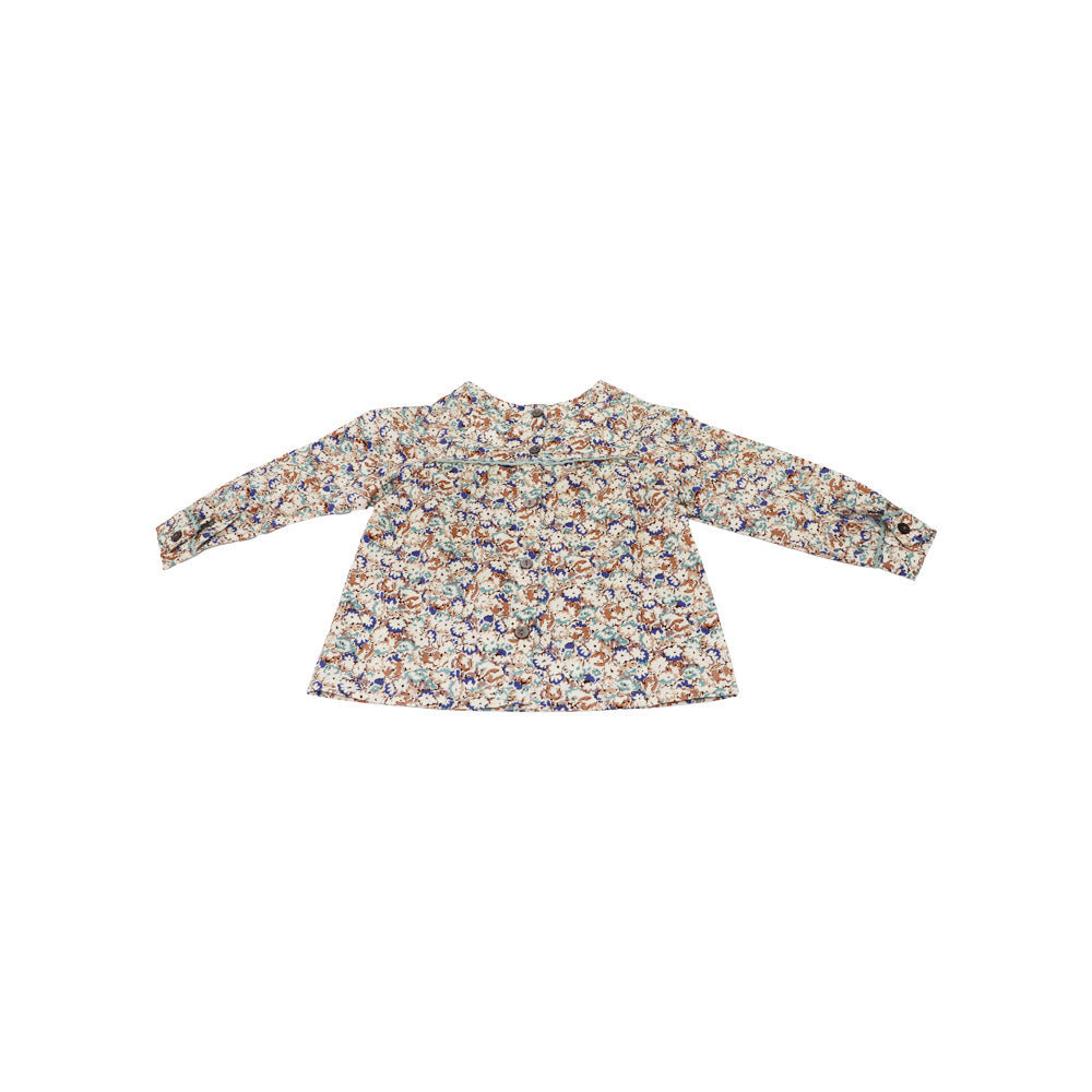 Troi Zenfants Louison Blue Flower Print Cotton Baby Dress