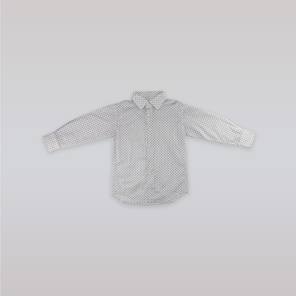 Unruly Blue Boys Cross Dot Pattern Long Sleeve Formal Shirt