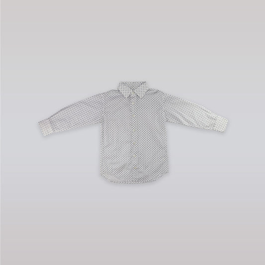 Unruly Blue Boys Cross Dot Pattern Long Sleeve Formal Shirt