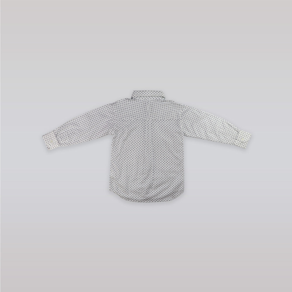 Unruly Blue Boys Cross Dot Pattern Long Sleeve Formal Shirt