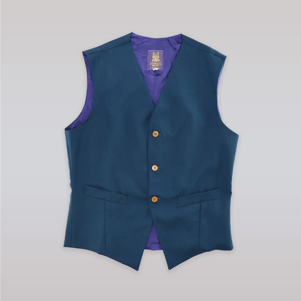 Premium Unruly Blue Boys Navy Fine Wool Formal Waistcoat