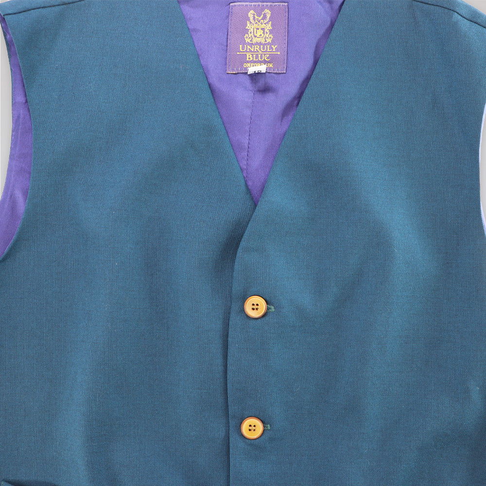 Premium Unruly Blue Boys Navy Fine Wool Formal Waistcoat