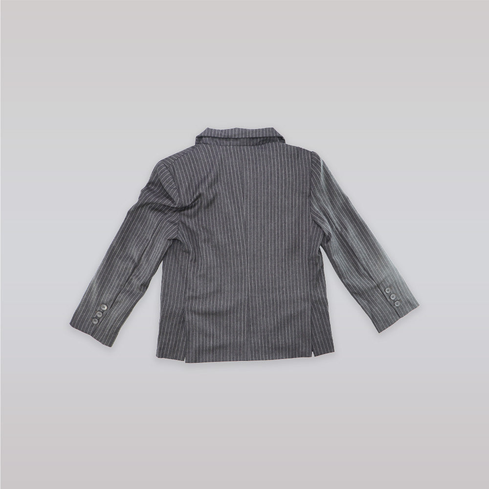 Unruly Blue Boys Cotton Pin Stripe Tailored Jacket in Black