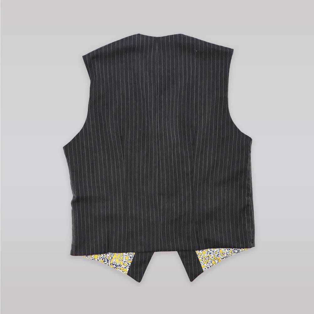 Unruly Blue Boys Black Pin Stripe Cotton Formal Waistcoat Vest