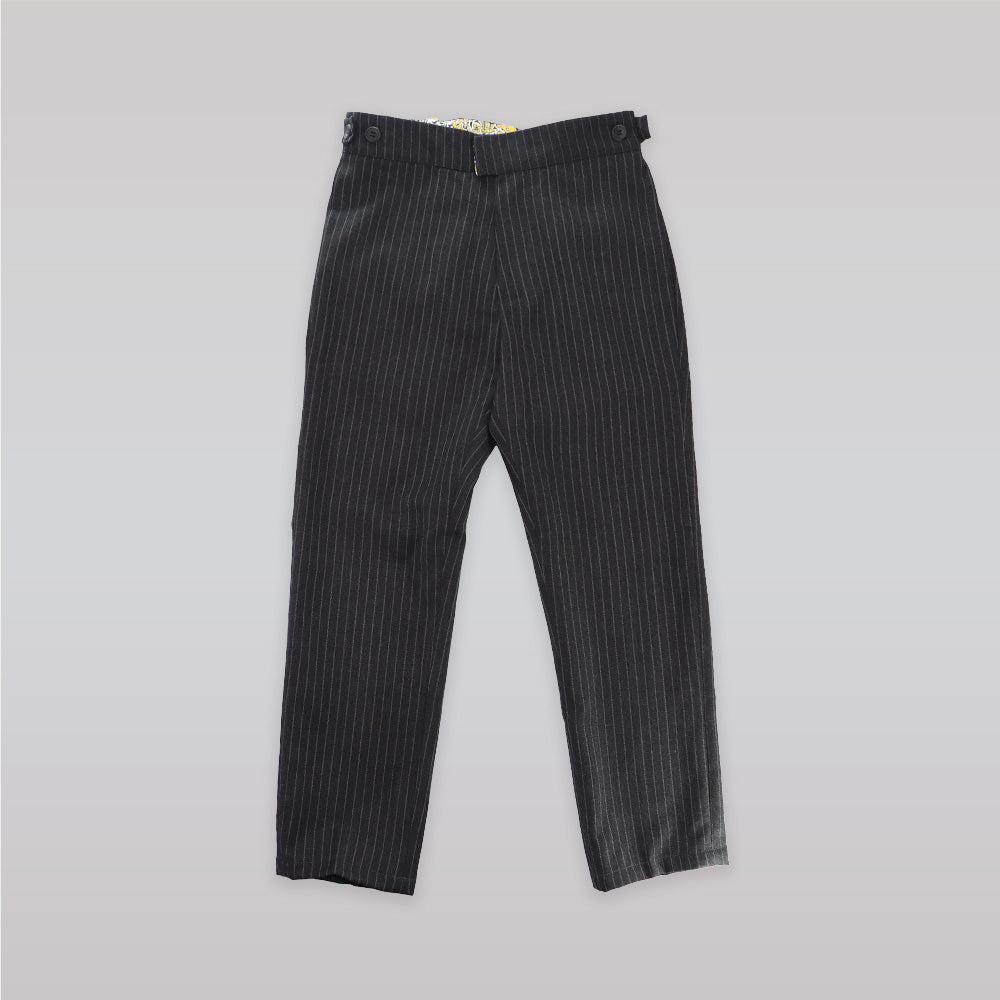 Unruly Blue Boys Black Cotton Pin Stripe Tailored Trousers