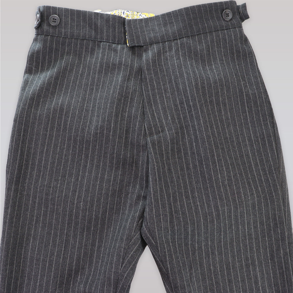 Unruly Blue Boys Black Cotton Pin Stripe Tailored Trousers