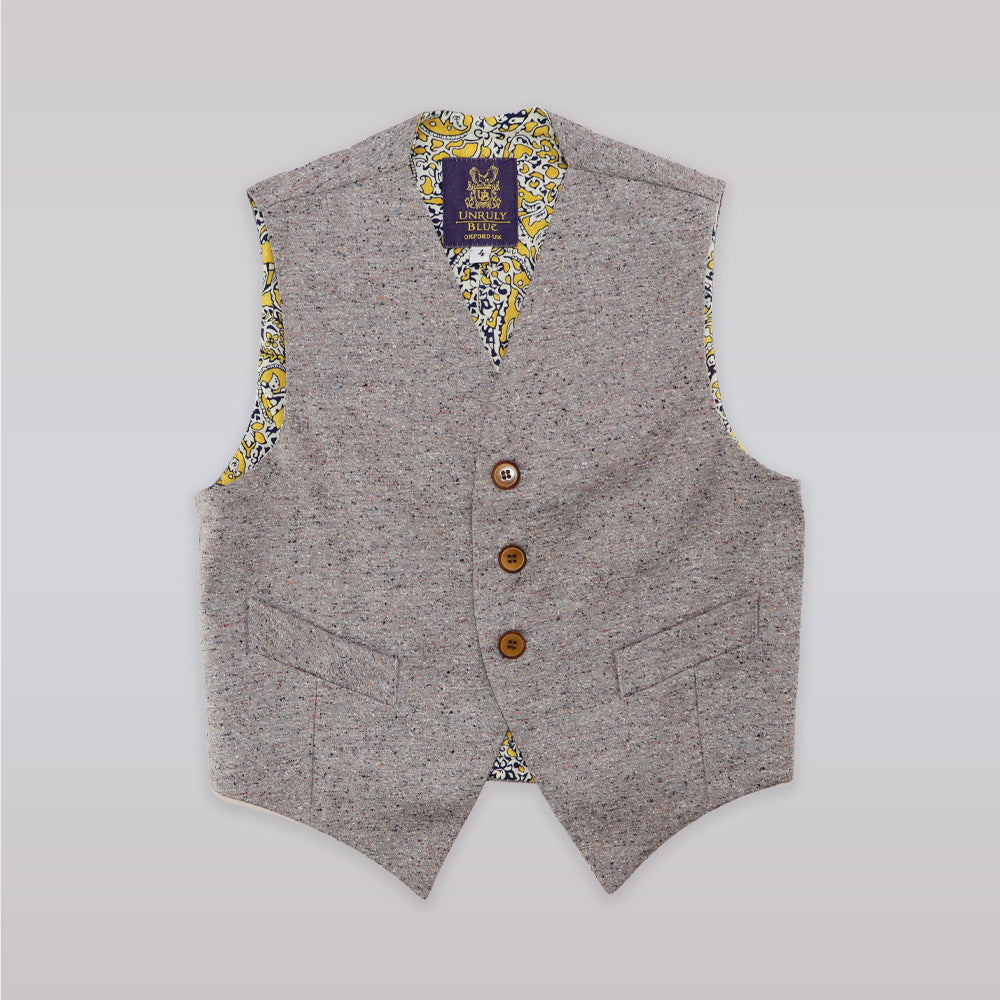Unruly Blue Boys Grey Flecked Waistcoat for Elegant Party Wear