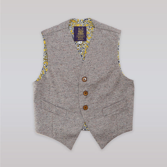 Unruly Blue Boys Grey Flecked Waistcoat for Elegant Party Wear