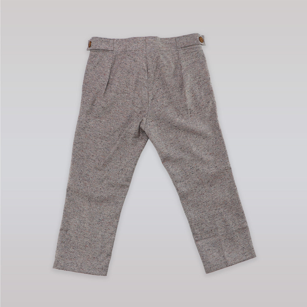 Unruly Blue Boys Grey Flecked Trousers Smart Tailored Dress Pants