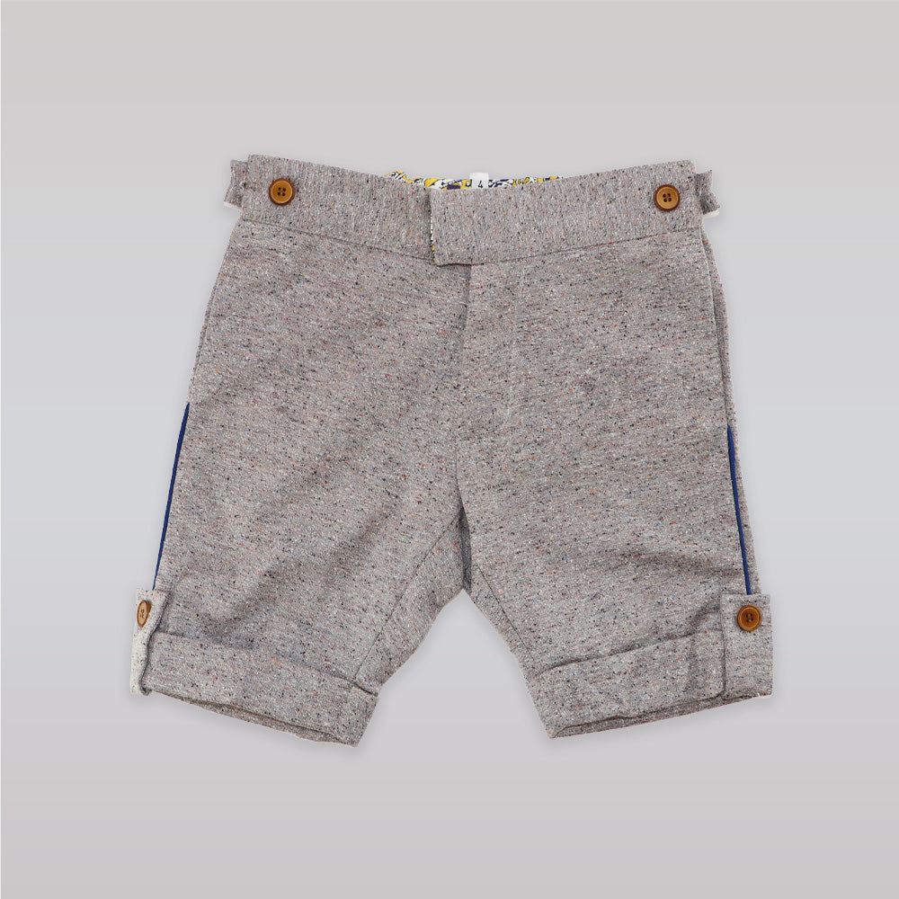 Unruly Blue Boys Grey Flecked Cotton Blend Tailored Shorts
