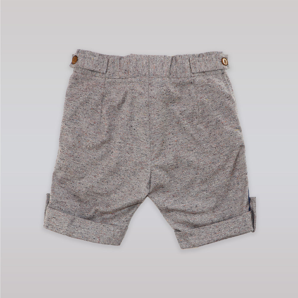 Unruly Blue Boys Grey Flecked Cotton Blend Tailored Shorts