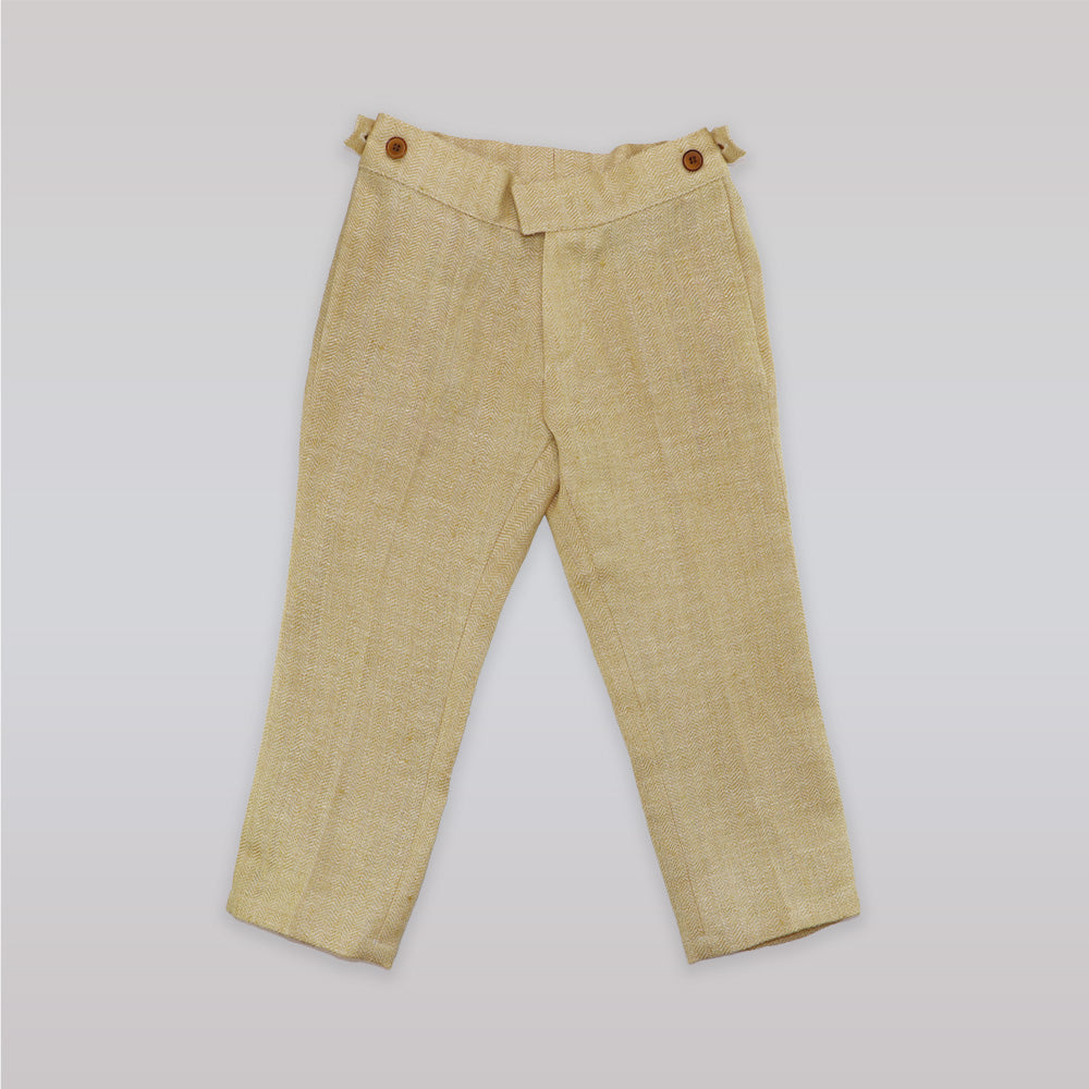 Unruly Blue Boys Beige Tailored Suit Trousers for Formal Occasions
