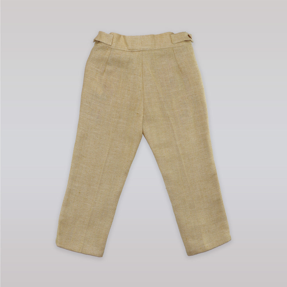 Unruly Blue Boys Beige Tailored Suit Trousers for Formal Occasions