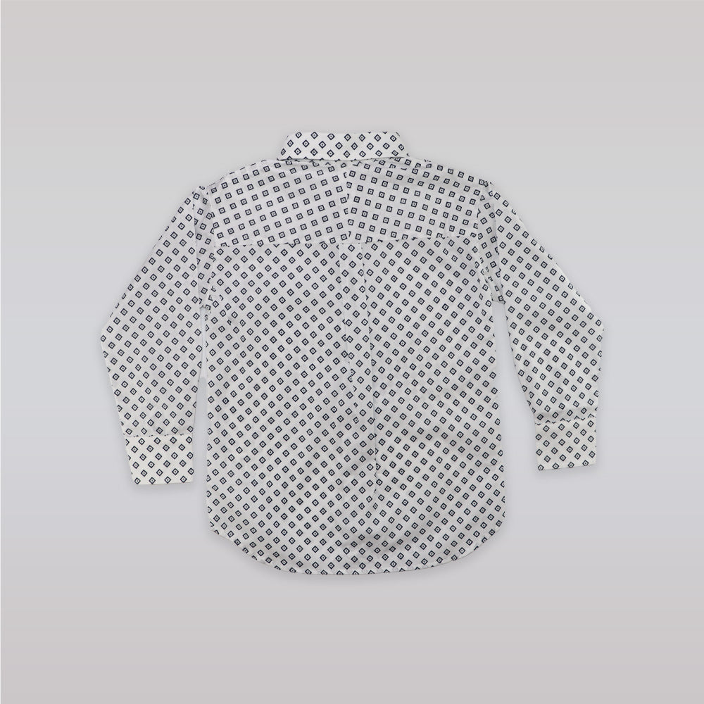 Unruly Blue Boys Diamond Dot Print Formal Cotton Shirt