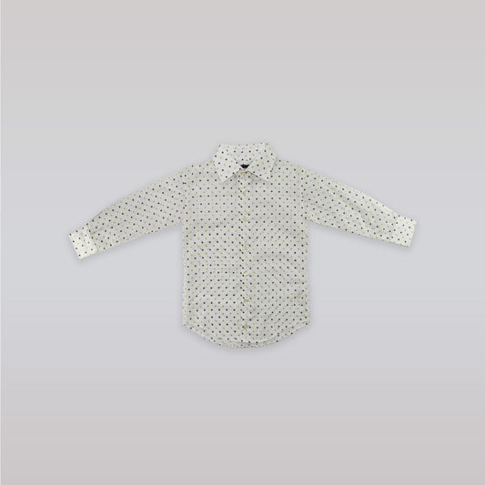 Unruly Blue Boys Green Dot Long Sleeve Formal Cotton Shirt