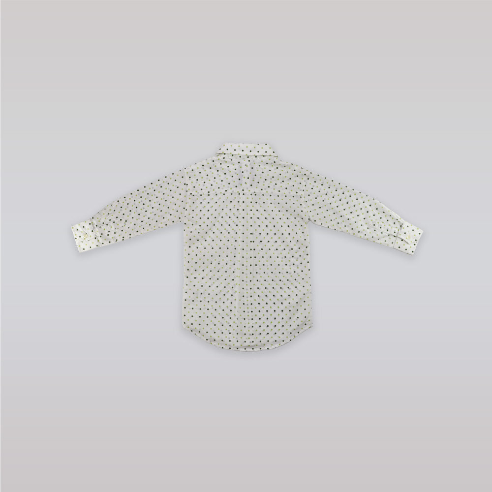 Unruly Blue Boys Green Dot Long Sleeve Formal Cotton Shirt
