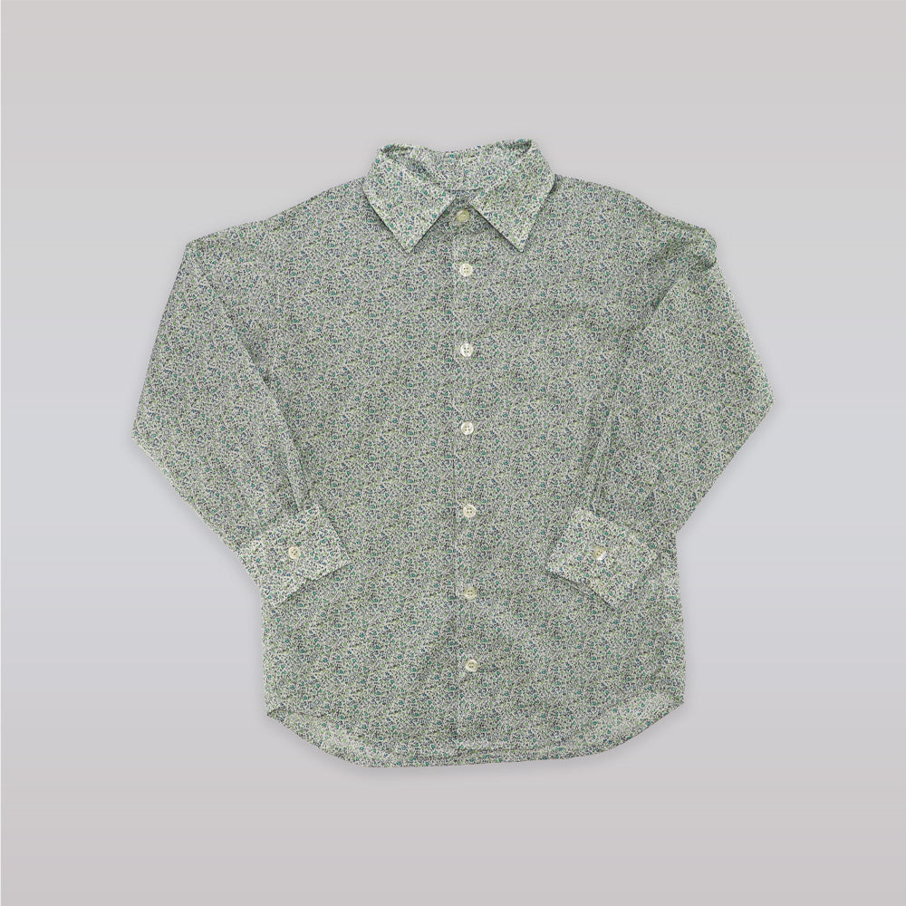 Unruly Blue Boy's Liberty Woodbine Green Floral Print Cotton Shirt