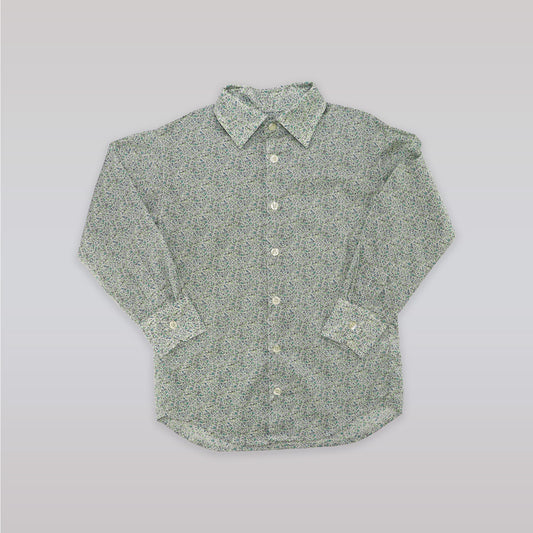 Unruly Blue Boy's Liberty Woodbine Green Floral Print Cotton Shirt