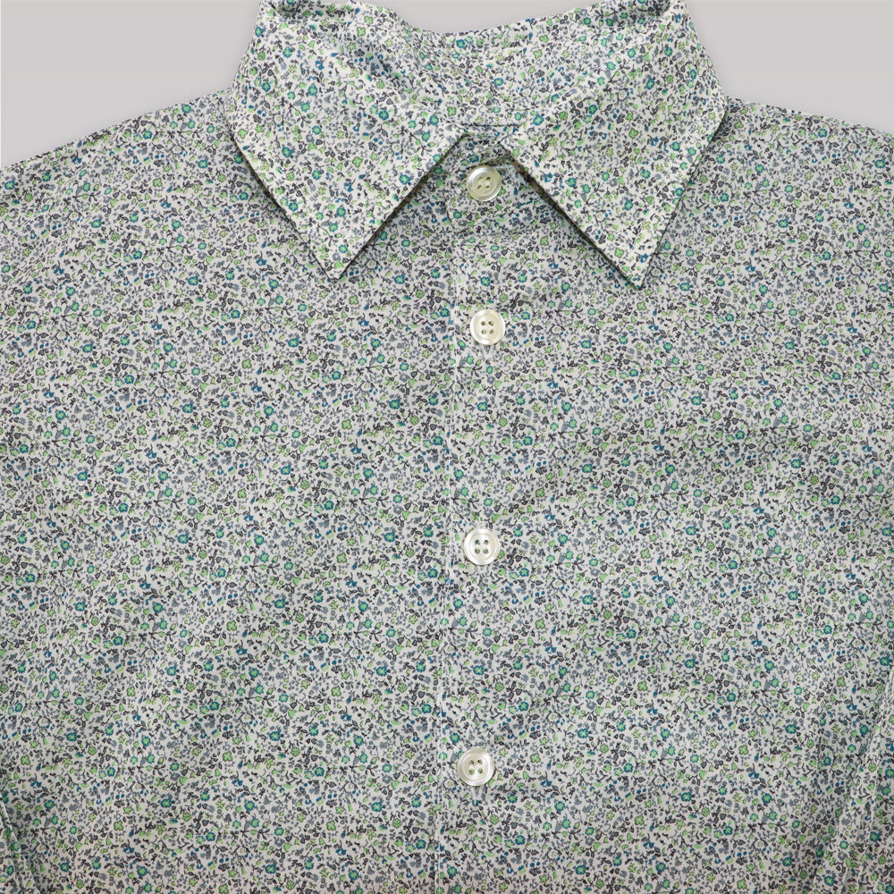 Unruly Blue Boy's Liberty Woodbine Green Floral Print Cotton Shirt