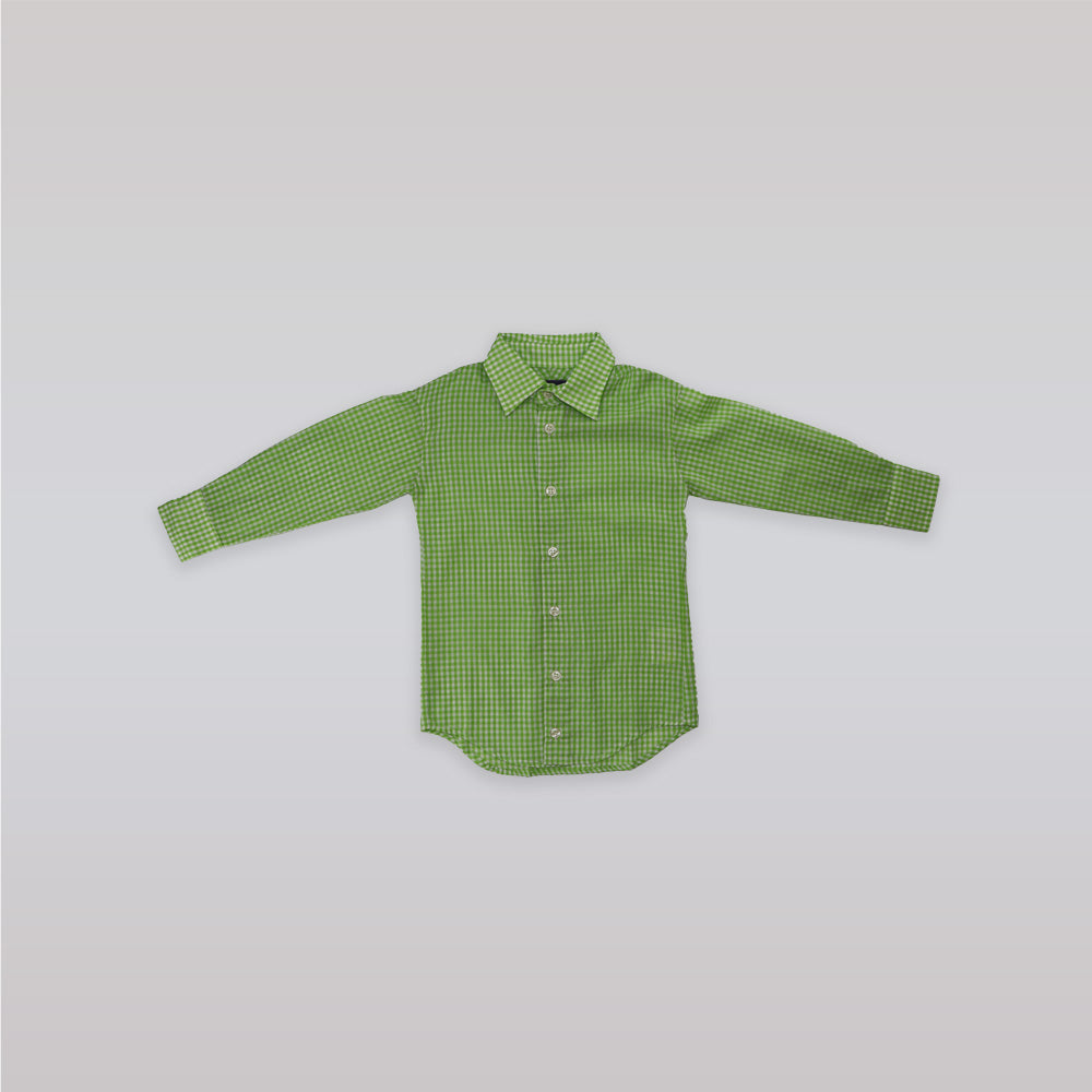 Unruly Blue Boys Small Green Check Cotton Formal Shirt
