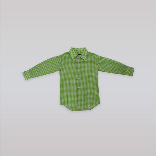 Unruly Blue Boys Small Green Check Cotton Formal Shirt