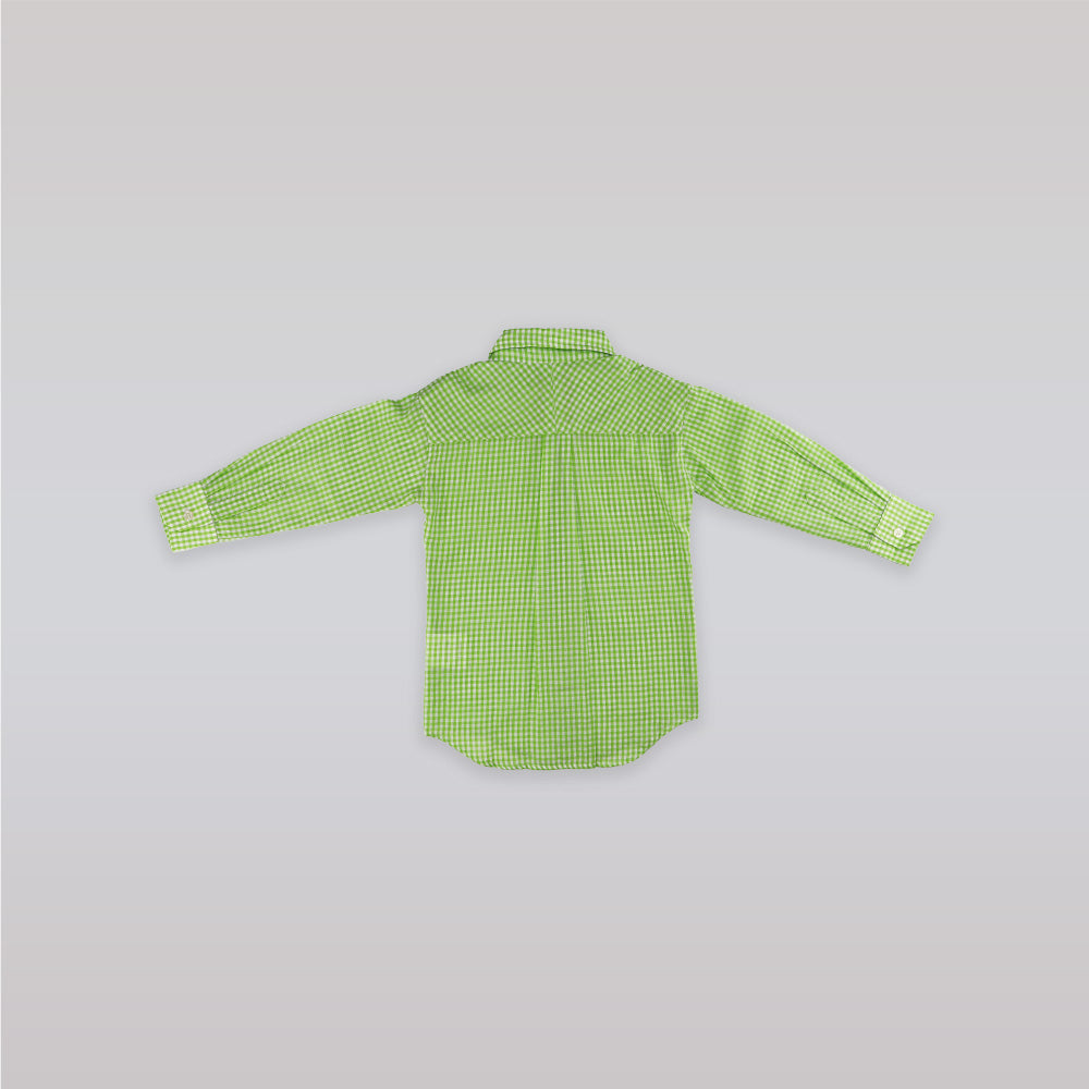 Unruly Blue Boys Small Green Check Cotton Formal Shirt