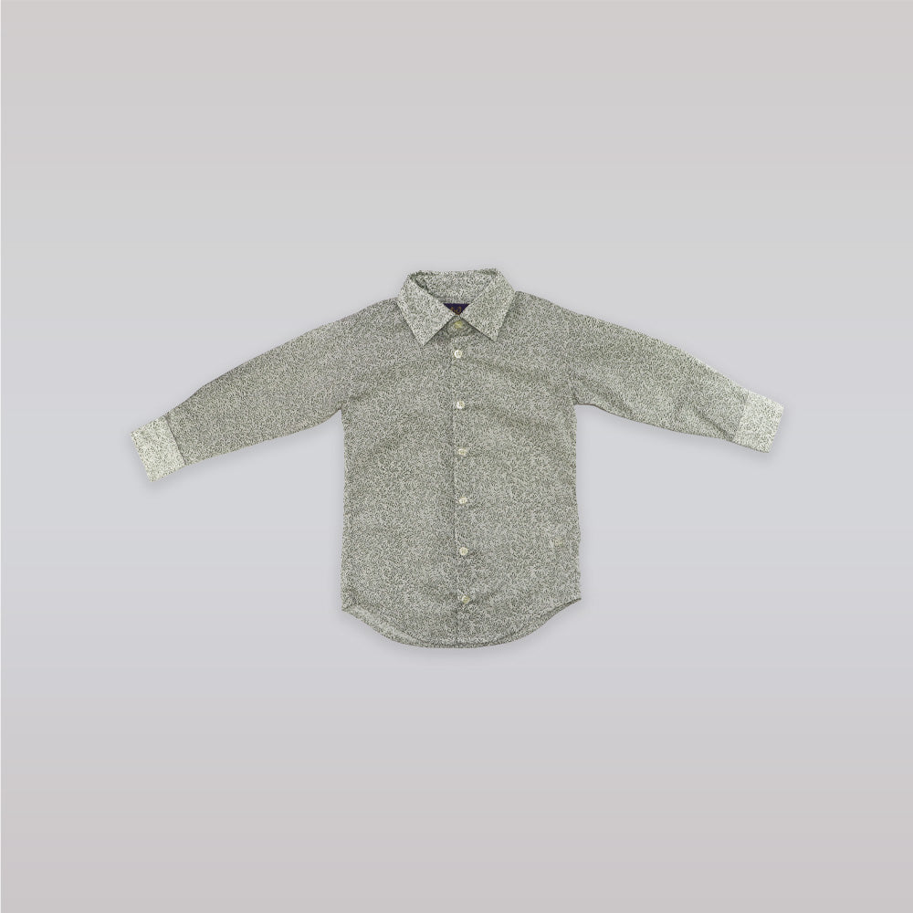 Unruly Blue Boys Liberty Forest Green Print Button Up Shirt