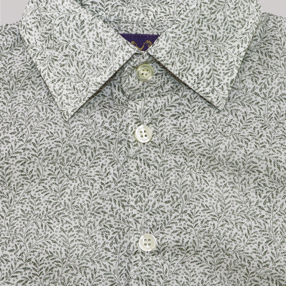 Unruly Blue Boys Liberty Forest Green Print Button Up Shirt