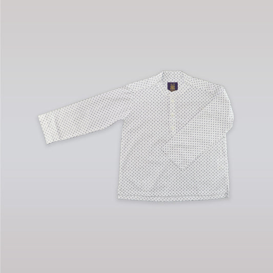 Unruly Blue Boys Cross Dot Mandarin Collar Cotton Shirt