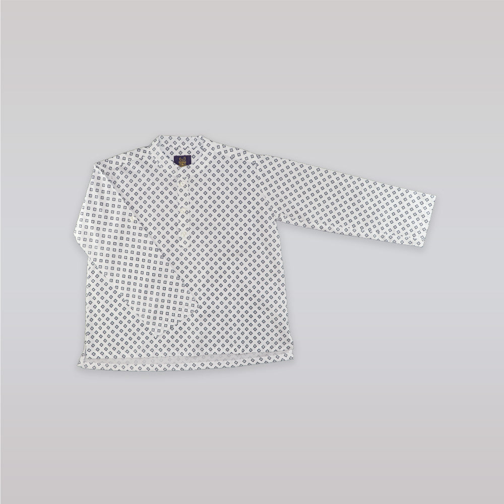 Unruly Blue Boys Diamond Dot Mandarin Collar Dress Shirt